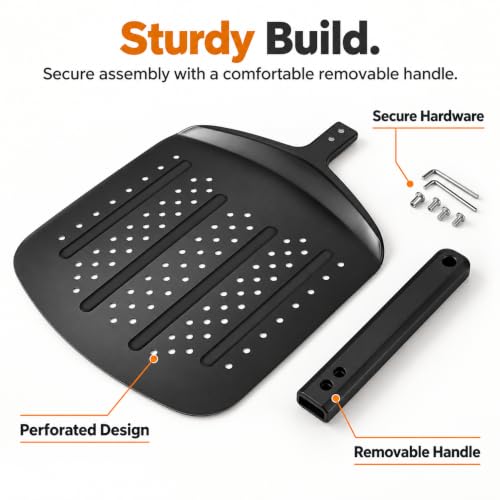 Perforated Pizza Peel 12inch Aluminum Pizza Paddle Spatula Non