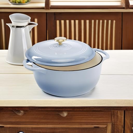 6 Quart Enamel Cast (Cornflower Blue / 6qt Round)