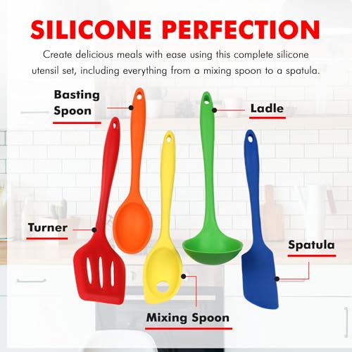 5 Piece Multicolored Premium Silicone Kitchen Tool Set (5 Piece Set / Assorted)
