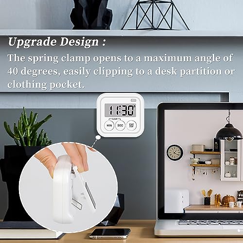 Timer Kitchen Timers for Cooking Classroom Timer for Kids Teachers Digital Magnetic Timers 2 Pack (White)