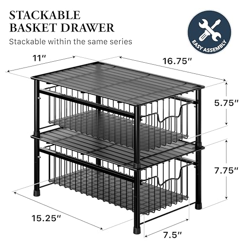 Stackable Sliding Basket Organizer Drawer