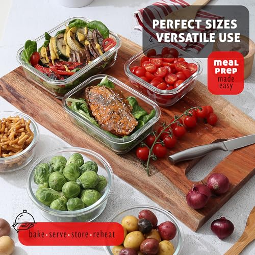 24pc Glass Storage Containers with Lids (Gray / 12 Pack)
