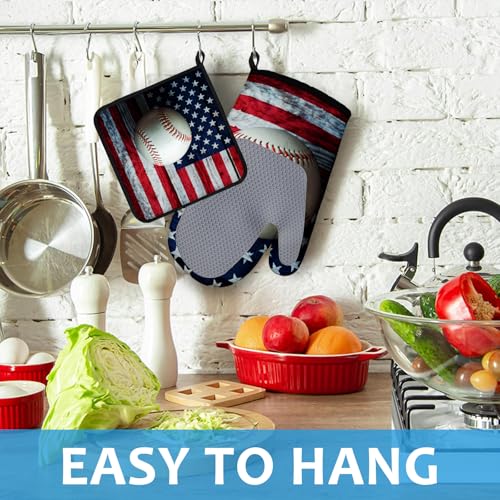 Oven Mitts and Pot Holders Sets Heat Resistant 4Pcs Potholders Oven Gloves Hot Pads for Kitchen Baking Cooking Grilling BBQ