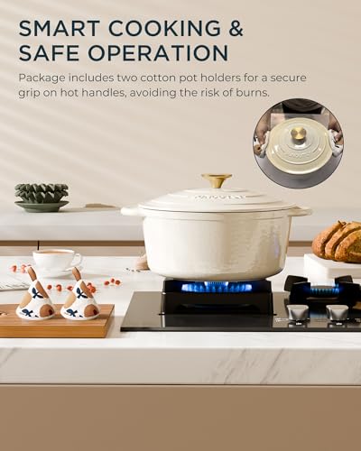 Enameled Cast Iron Dutch Oven (Cooking Pot / Cream white / 7.5QT)