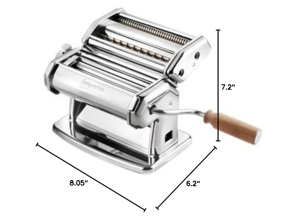 IPasta Classic Line. Pasta Machine 100% Made in Italy. Fresh pasta machine in steel. Manual roller with crank. Creates dough sheets for Lasagne (End of line)