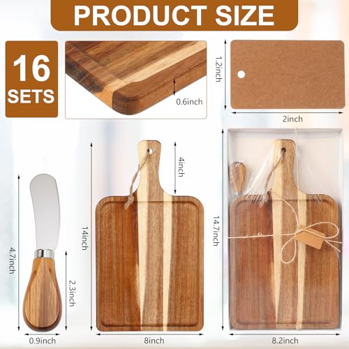 16set Acacia Wood Charcuterie Board with Knife (14 x 8 Inches)