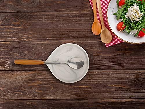 Spoon Rest Ceramic Spoon Rest for Kitchen Counter Dishwasher Safe Marble Decor Spoon Holder for Kitchen
