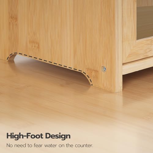 Bread Box Bamboo Bread Box for Kitchen Countertop (Natural)