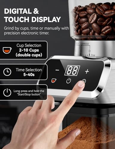 Coffee Bean Grinder with 30 Grinding Settings (Black)