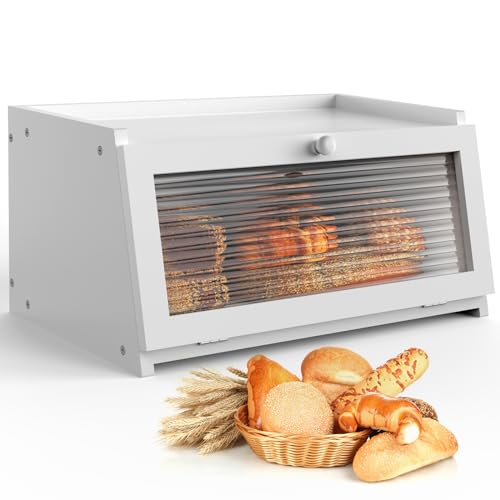 Bread Box for Kitchen Countertop Large Farmhouse Bread Container Bread Storage with Window Bread Holder