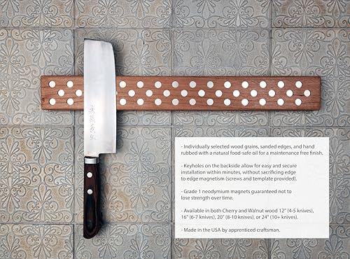 Magnetic Wooden Knife Bar Holder Strip (16 Inch / Cherry)
