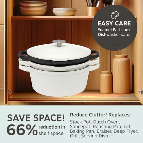 5pc Stackable Cast Iron Cookware Set (Mild White)