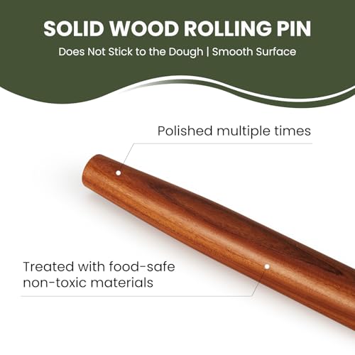 Natural Solid Bubinga Wood French Rolling Pin
