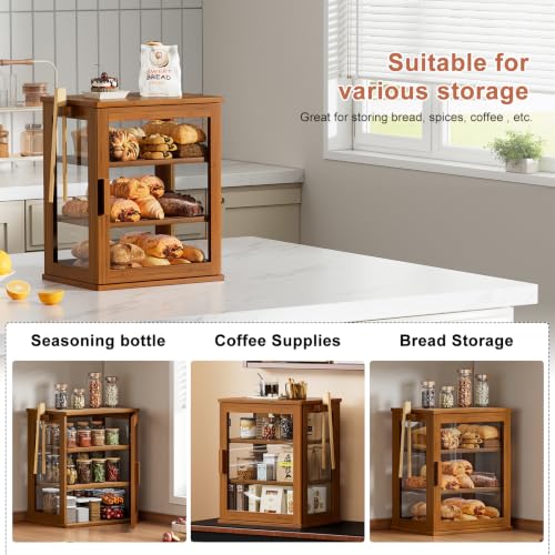 Bread Box for Kitchen Countertop (Caramel / Medium)