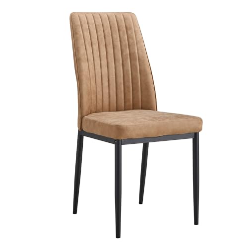 Modern Dining Chairs PU Leather Kitchen Chairs Set with Metal Legs Armless Upholstered Chair for Dinner Room