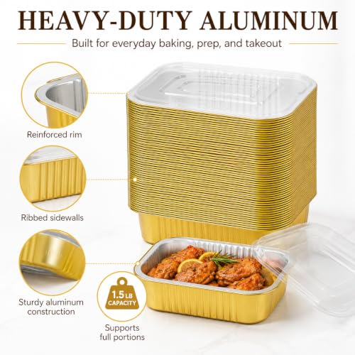 Aluminum Pans with Lids Heavy Duty Tin Foil Food Containers with Lids