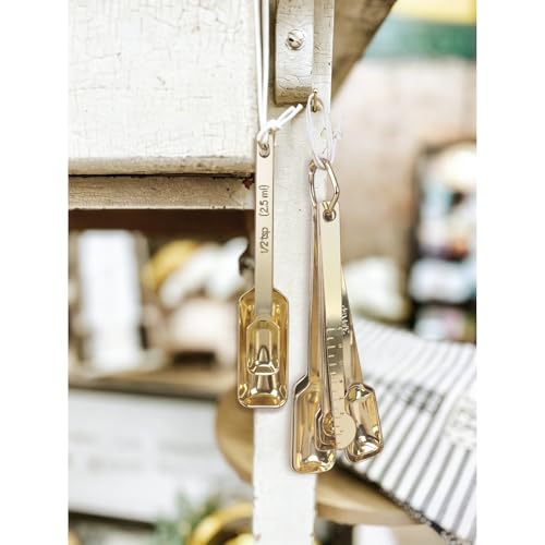 Stainless Steel Measuring Spoons with Leveler (C - Gold / 10pcs)