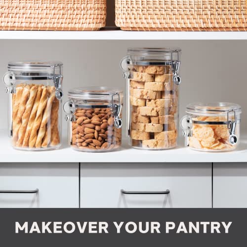 Clear Canister Set with Clamp Lids Airtight Containers in Sizes Ideal for Kitchen & Pantry Storage of Bulk