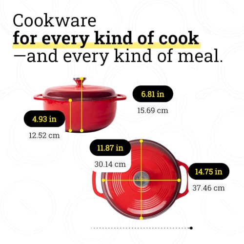 Essential Enamel Cast Iron Dutch Oven (Island Spice Red)