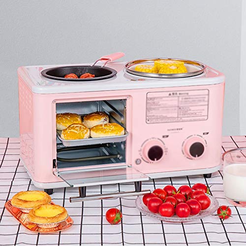 Electric 3 In 1 Household Breakfast Machine Mini Bread Toaster Baking Oven Omelette Fry Pan Hot Pot Boiler Food Steamer (E)