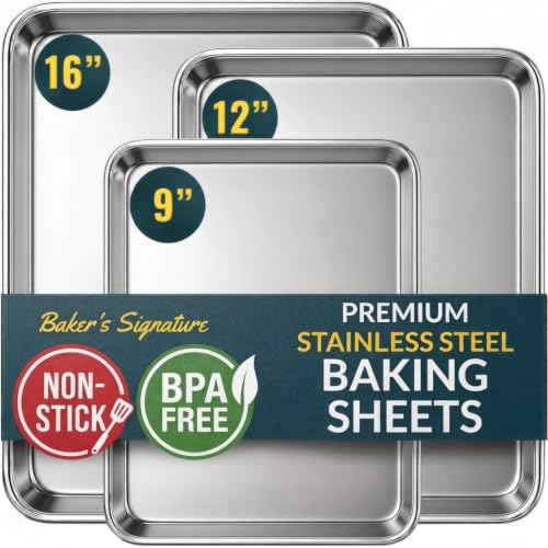 Baker’s Signature Stainless Steel Cookie Sheet Set of 3