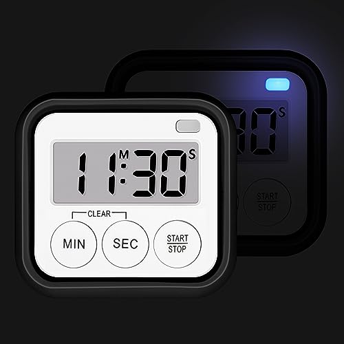 Timer Kitchen Timers for Cooking Classroom Timer for Kids Teachers Magnetic Digital Timers 2 Pack (Black)