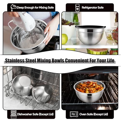 Metal Mixing Bowls with Lids Set (Black / Airtight Lids)