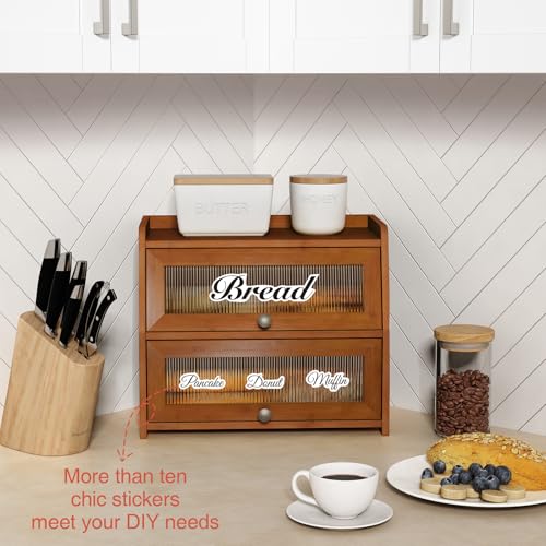 Wooden Bread Box for Kitchen Countertop (Walnut)