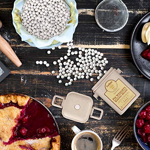 Ceramic Pie Weights Reusable 10mm Baking Beans Pie Crust Weights Natural Ceramic Stoneware with Wheat Straw Container