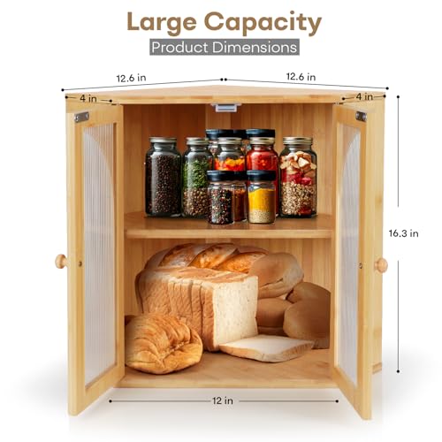 Corner Bread Box for Kitchen Countertop (Natural)