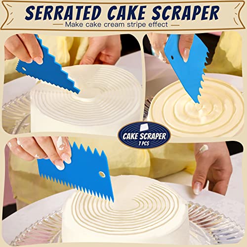 7 Pcs Dough Scraper Bowl Scraper Cutters Cake Icing Scraper Smoother Tool Set