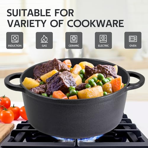 3 Quart Dutch Oven Enameled Cast Iron with Lid (Matte Black(No Enameled) / 3 QT)