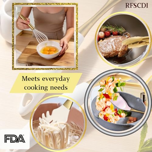 Elegant White Gold Silicone Cooking Utensils Set (White Gold)