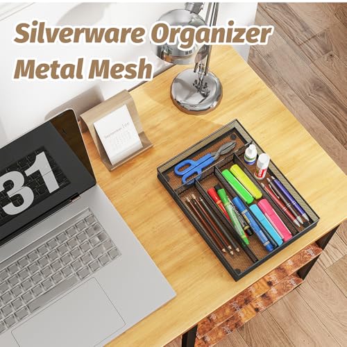 Metal Silverware Organizer Wired Drawer Organizer Utensils Organizer Metal Silverware Tray for Kitchen Drawers