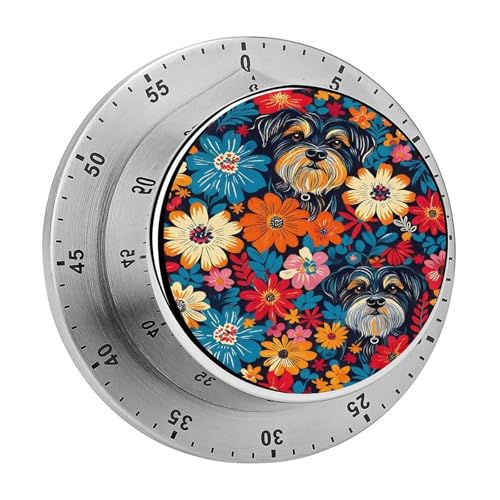 Colorful Schnauzer Flowers Kitchen Timer (Style-4 / One Size)