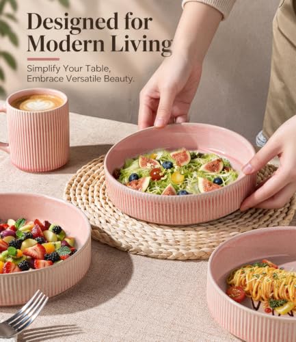 Pasta Bowls Set 7.5” Stoneware Dinner & Salad Bowls