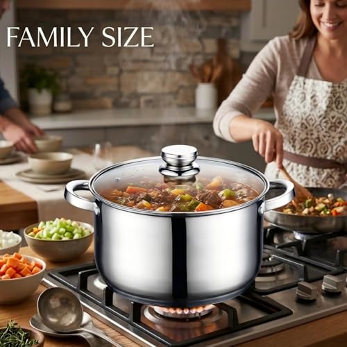 Stockpots with Lid Stainless Steel Cookware 10 Quart