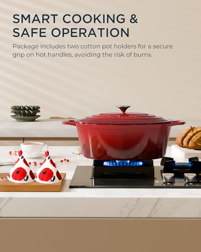 Enameled Cast Iron Dutch Oven (Cooking Pot / Cherry red / 9.3QT)