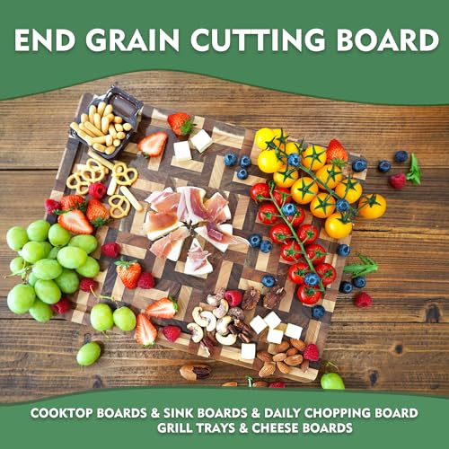 Cutting Board Large End Grain Acacia Wood Mixed With Oak (Acacia L)