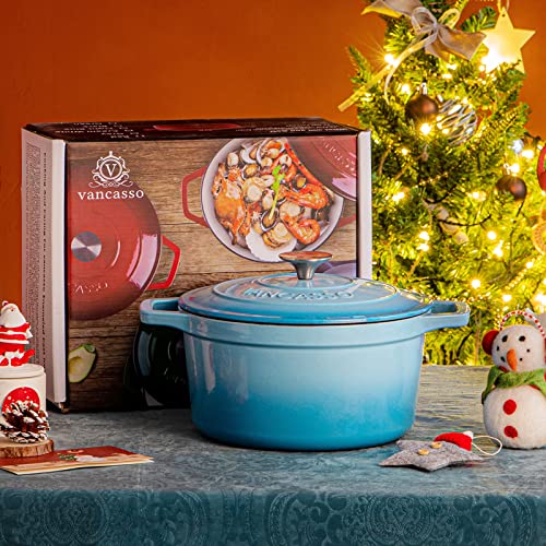 7.5 Qt Round Enameled Cast Iron Dutch Oven with Lid (7.5 Qt-round / Blue)