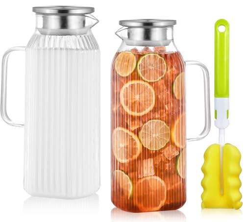 68oz Glass Pitcher with Lid and Handle for Fridge