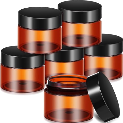 6 Pack 2 oz Plastic Jars Containers with Lids Wide