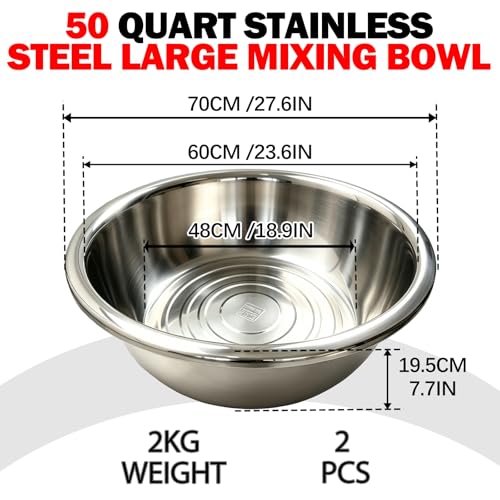 2 Pack 50 Quart Mixing Bowls