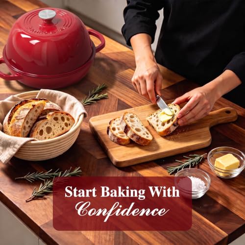 6QT Enameled Dutch Oven for Sourdough Starter Kit (Red)