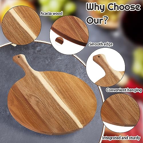 6 Pcs Acacia Wood Round Cutting Board 0.6 Inch Thick (9 x 13 Inch)