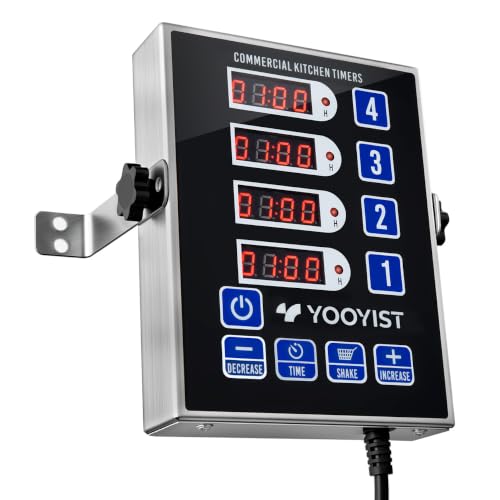 Commercial 4 Channel Digital Kitchen Timer Loud Alarm Cook Timer (Black)