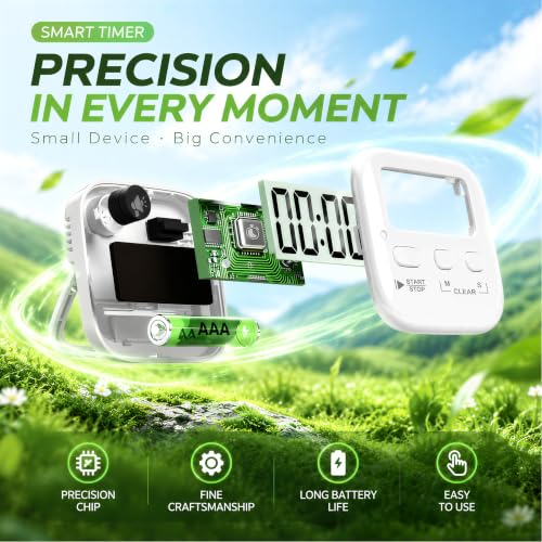 2 Pack Digital Timer for Kids Classroom Kitchen Timers for Cooking (2 * Pure White)