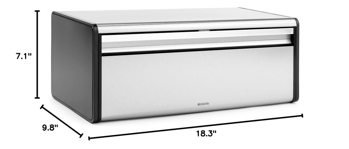 Rectangular Fall Front Bread Box (Matt Steel)