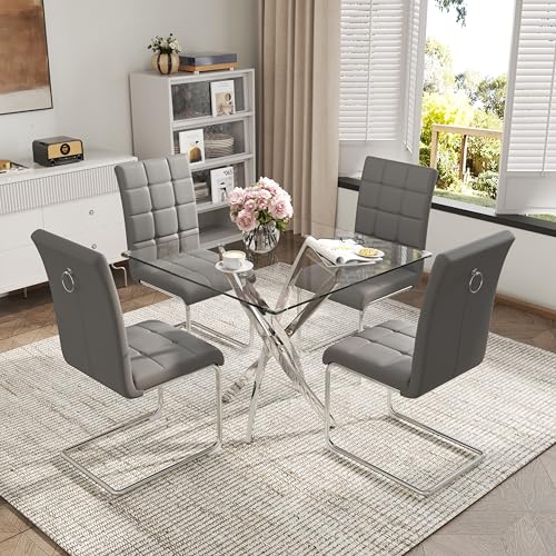 5 Piece Glass Dining Table Set
