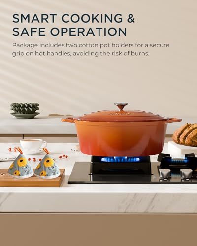 Enameled Cast Iron Dutch Oven (Cooking Pot / Vibrant orange / 9.3QT)